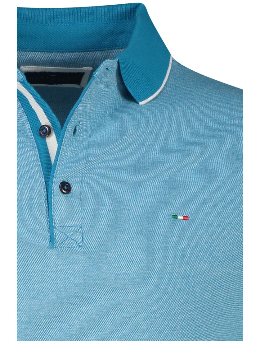 Portofino polo normale fit lichtblauw effen katoen 3 knoops