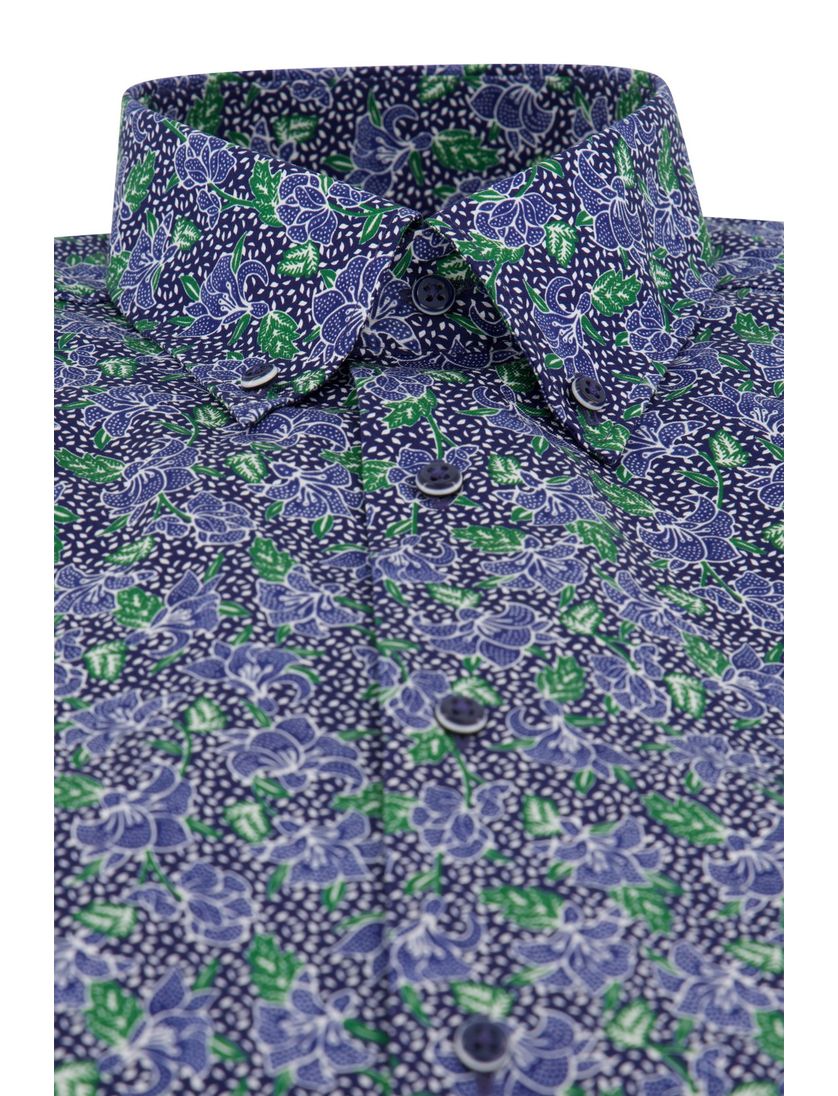 Eterna overhemd strijkvrij korte mouw paars geprint korte mouw