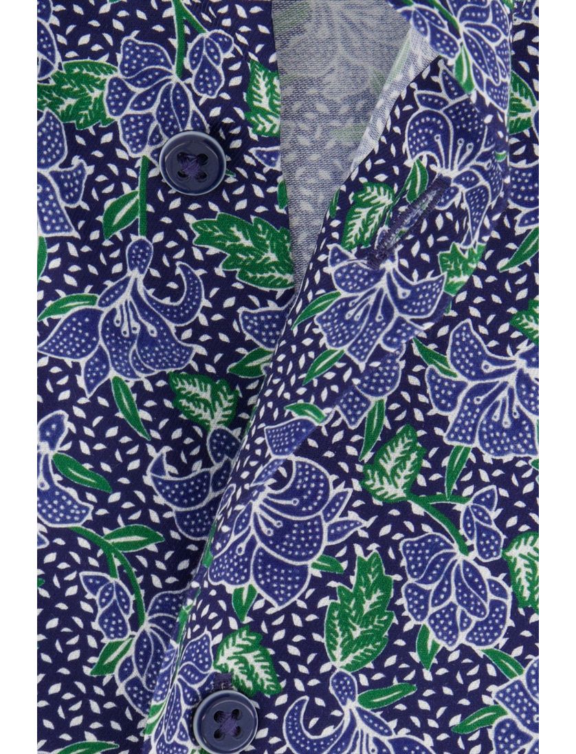 Eterna overhemd strijkvrij korte mouw paars geprint korte mouw