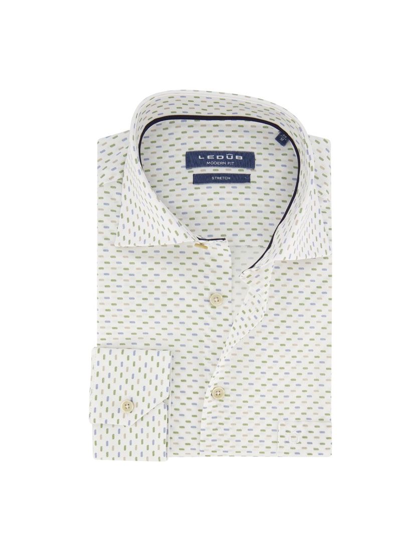 Ledub Shirt dress modern fit katoen ml 7 blauw wit geprint