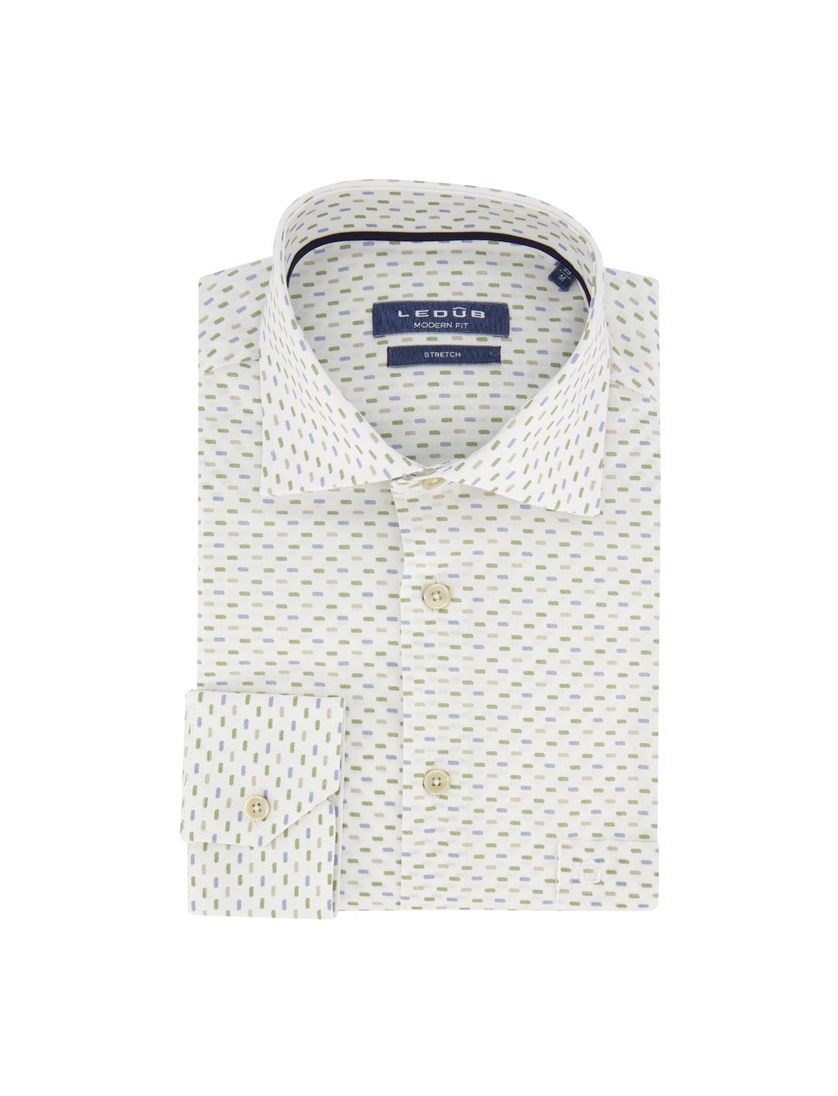 Ledub Shirt dress modern fit katoen ml 7 blauw wit geprint