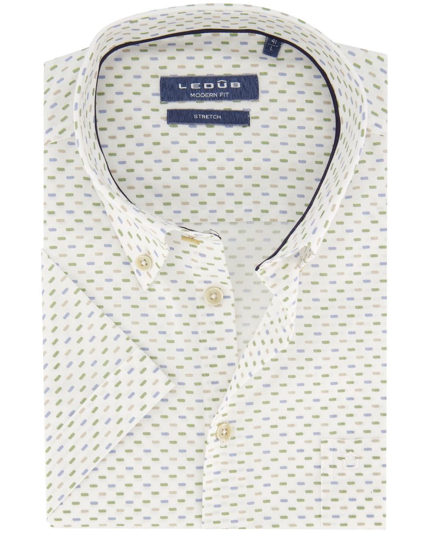 Ledub overhemd korte mouw modern fit wit