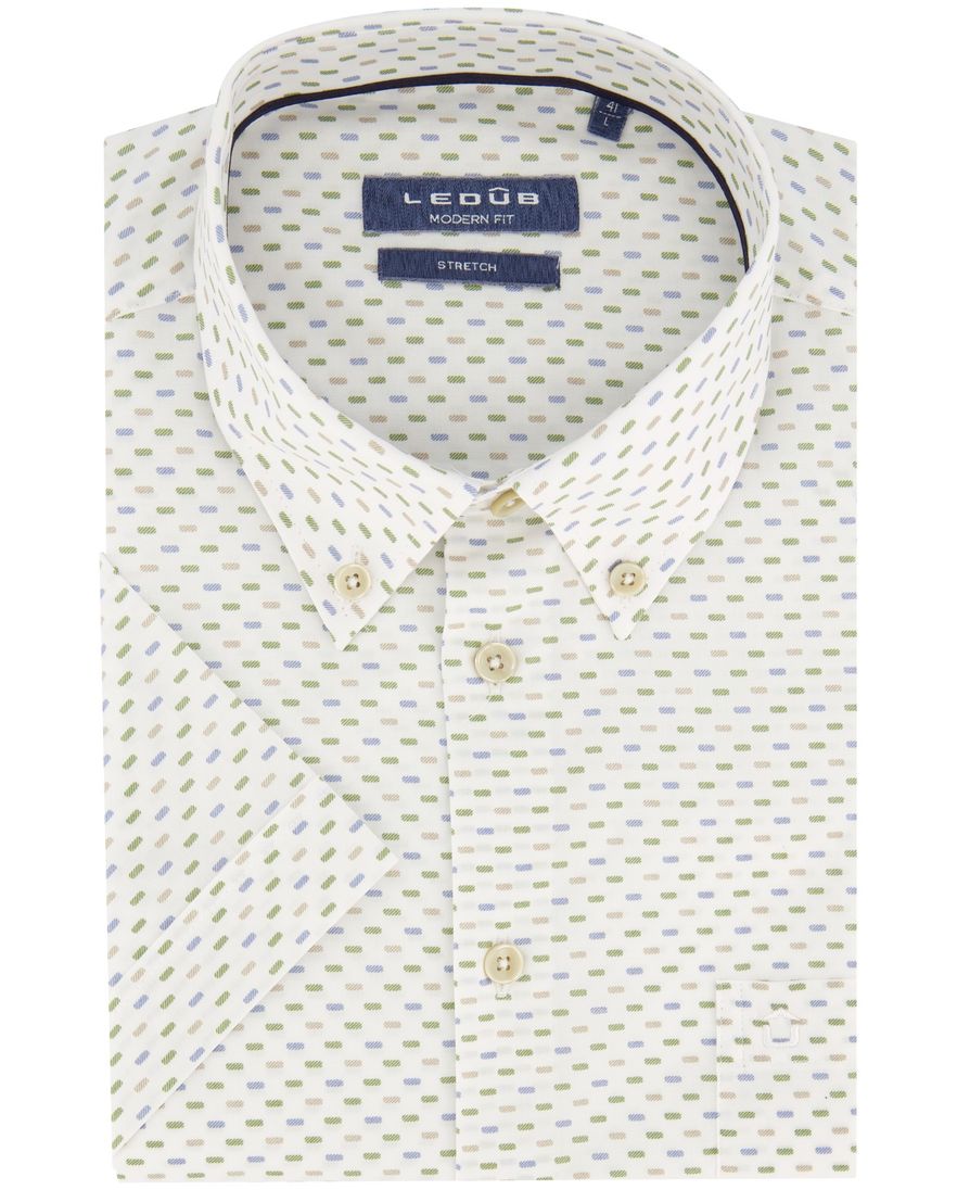 Ledub overhemd korte mouw modern fit wit