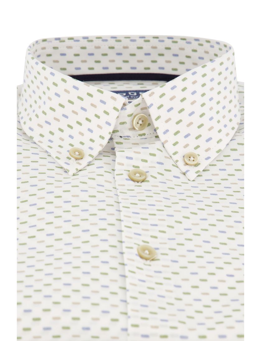 Ledub overhemd korte mouw Ledûb Modern Fit New wit geprint katoen met borstzak