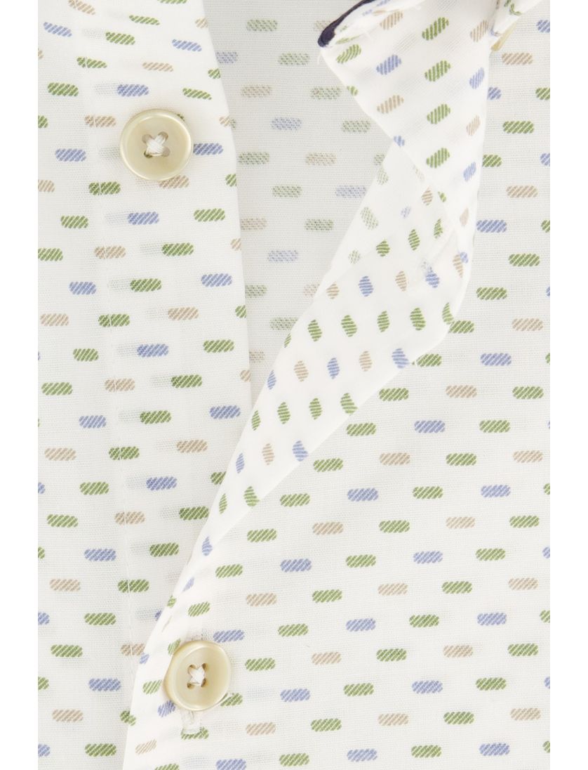 Ledub overhemd korte mouw Ledûb Modern Fit New wit geprint katoen met borstzak