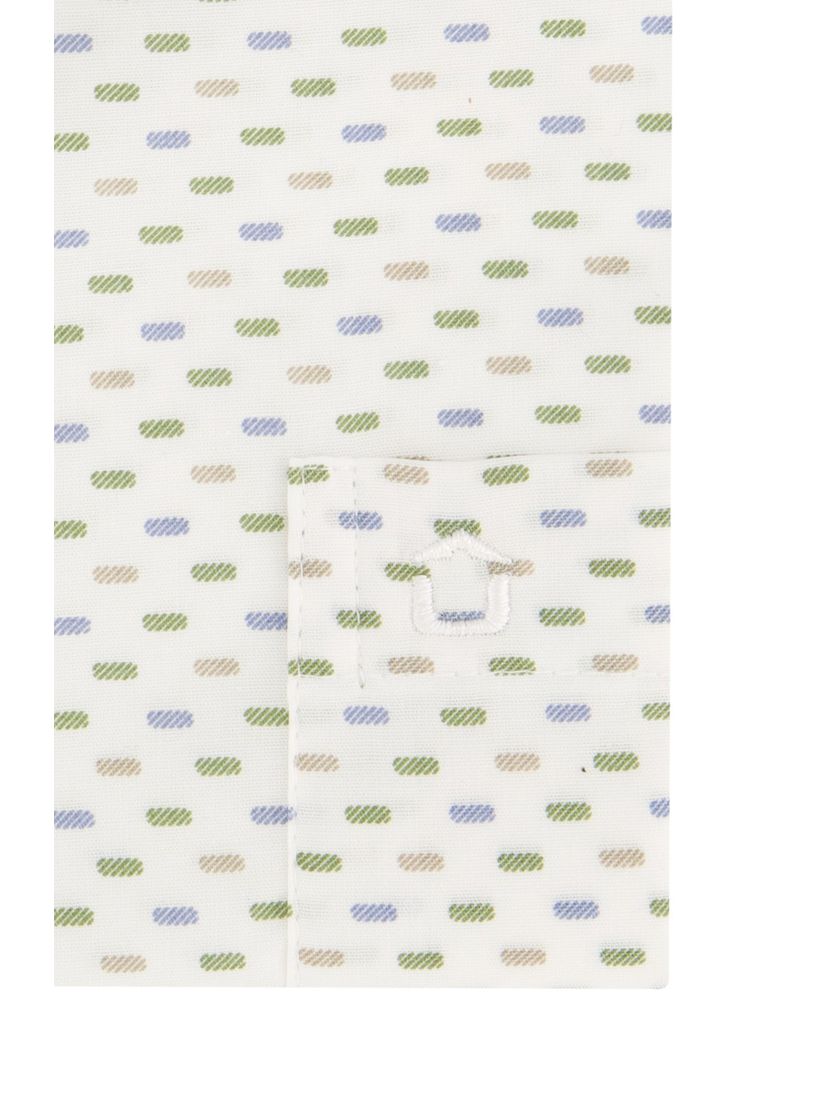 Ledub overhemd korte mouw Ledûb Modern Fit New wit geprint katoen met borstzak