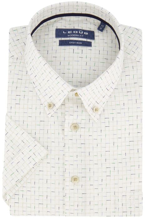 Ledub overhemd korte mouw normale fit geruit
