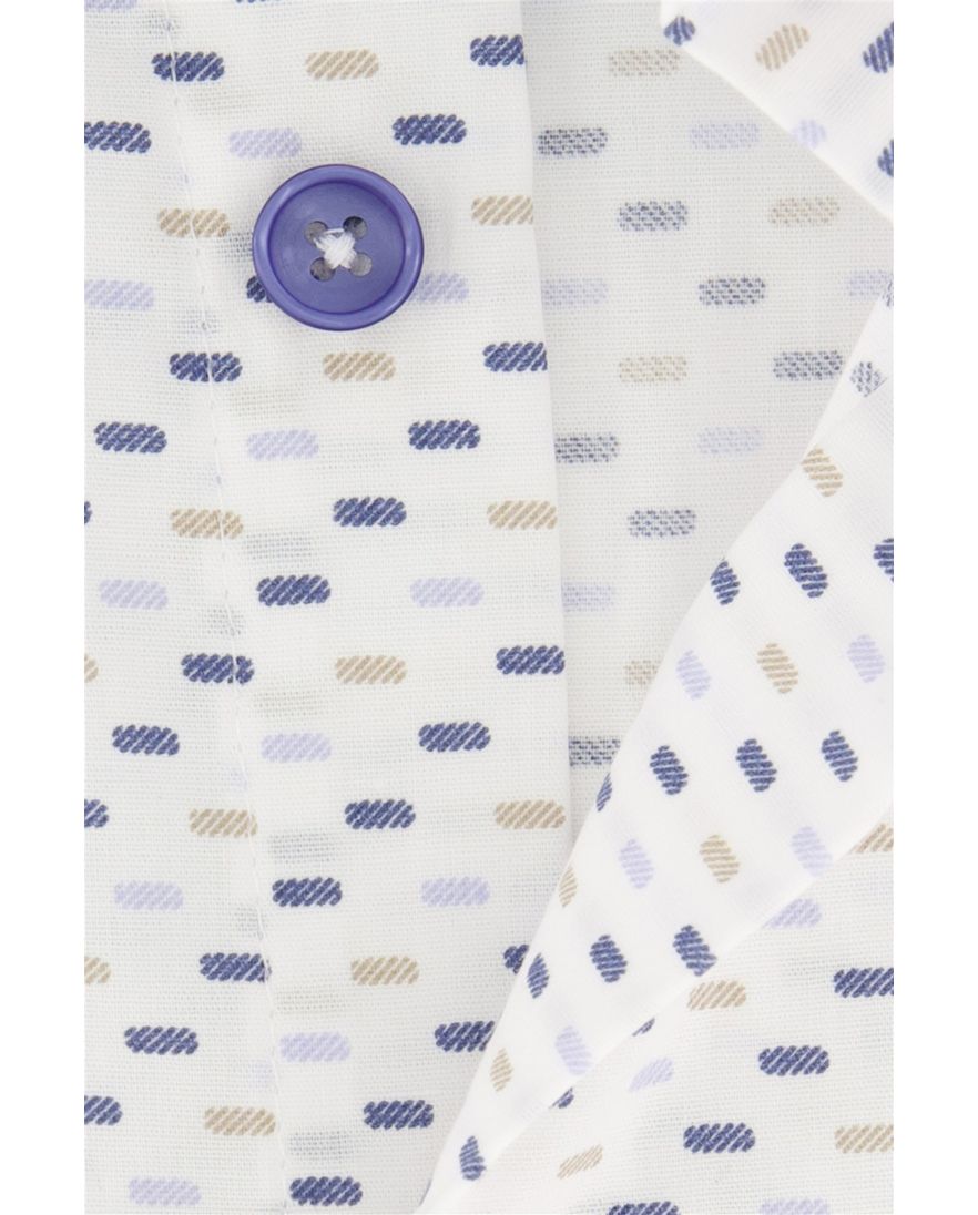 Ledub casual overhemd korte mouw Modern fit wit geprint katoen