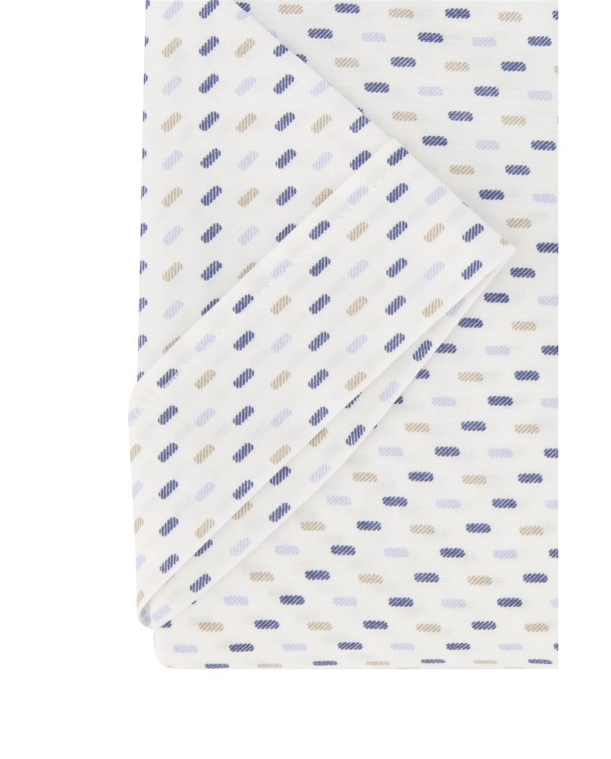 Ledub casual overhemd korte mouw Modern fit wit geprint katoen