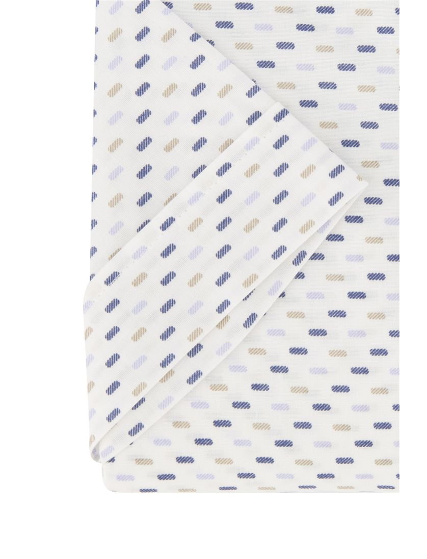 Ledub overhemd korte mouw Modern Fit normale fit wit met print katoen