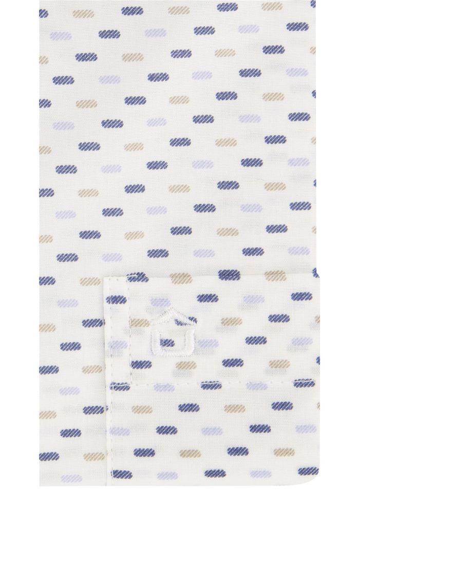 Ledub casual overhemd korte mouw Modern fit wit geprint katoen