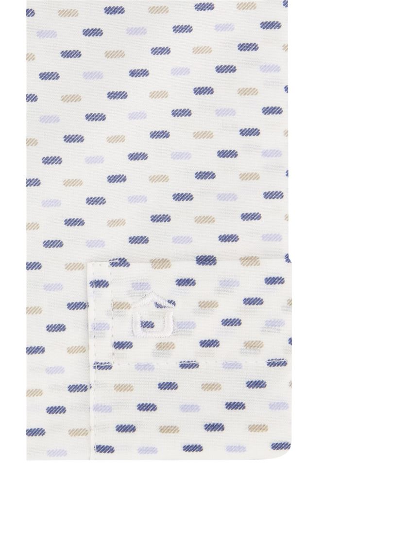 Ledub overhemd korte mouw Modern Fit normale fit wit met print katoen