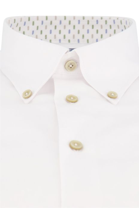 Ledub overhemd korte mouw normale fit wit effen