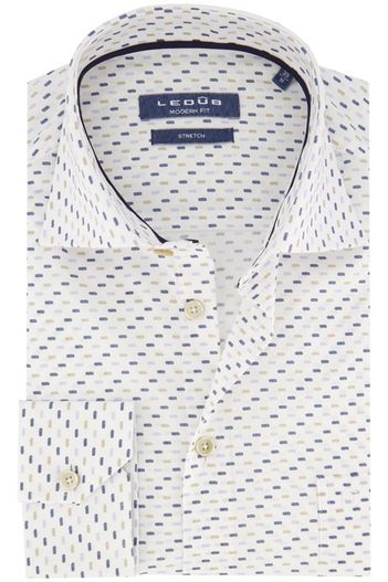 Ledub Ledub business overhemd Modern Fit New normale fit blauw geprint