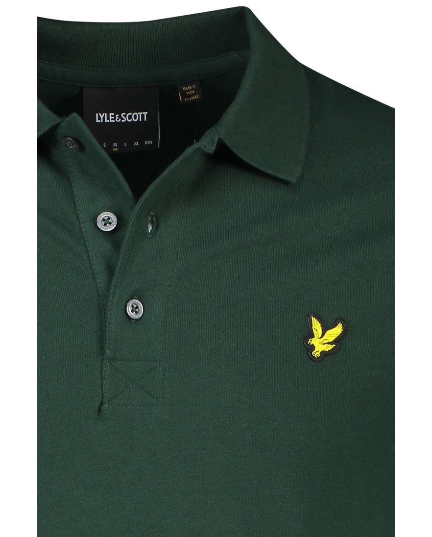 Lyle & Scott polo slim fit donkergroen effen met logo katoen