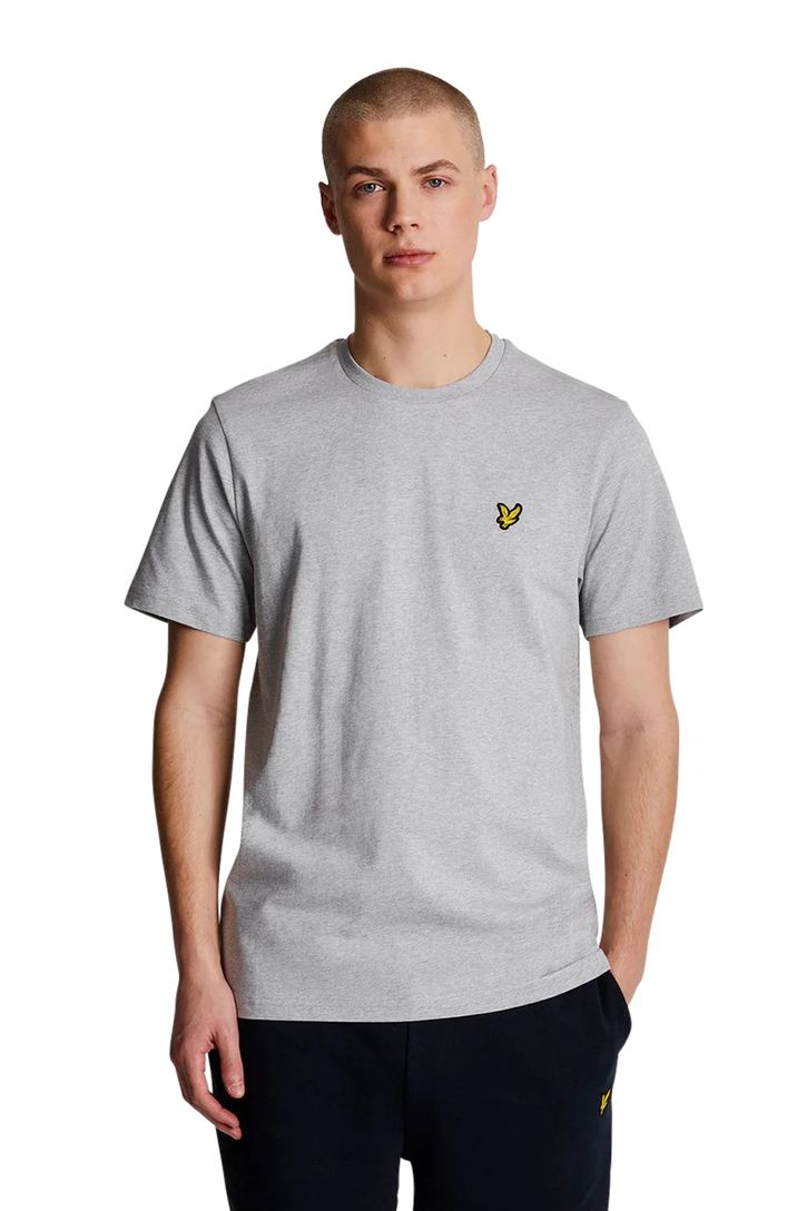 Lyle & Scott t-shirt met logo slim fit grijs ronde hals