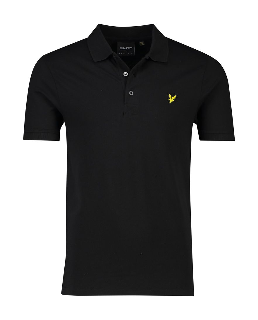 Lyle & Scott polo slim fit zwart effen met logo