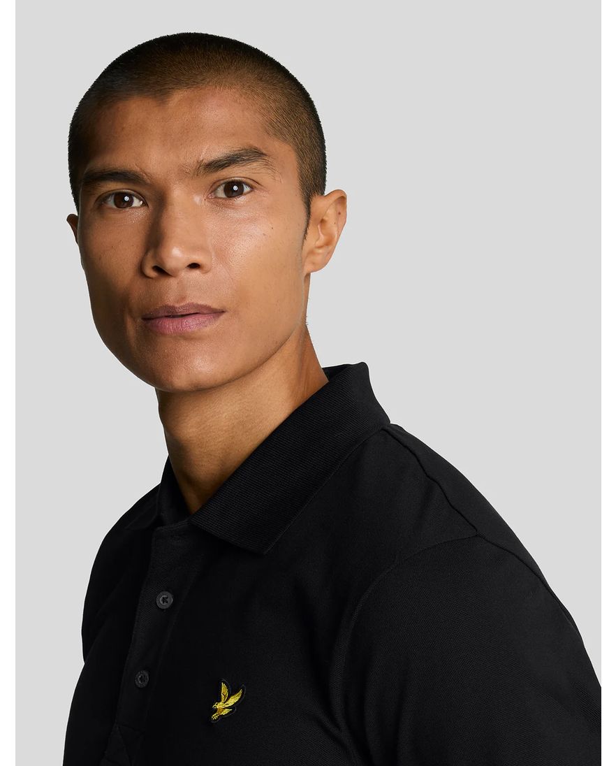 Lyle & Scott polo slim fit zwart effen met logo