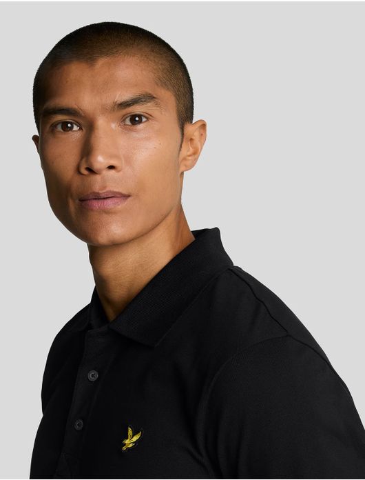 Lyle & Scott polo zwart 3 knoops