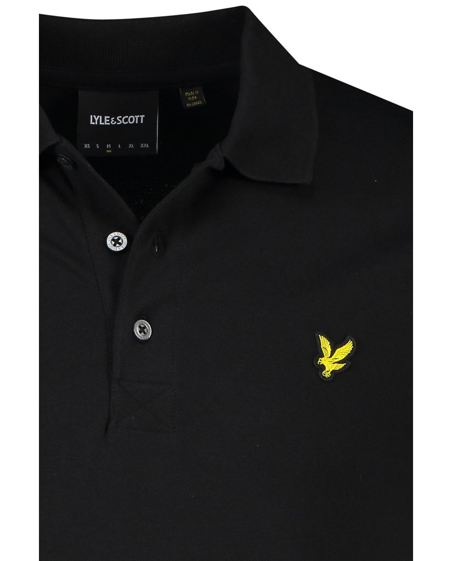 Lyle & Scott polo slim fit zwart effen met logo