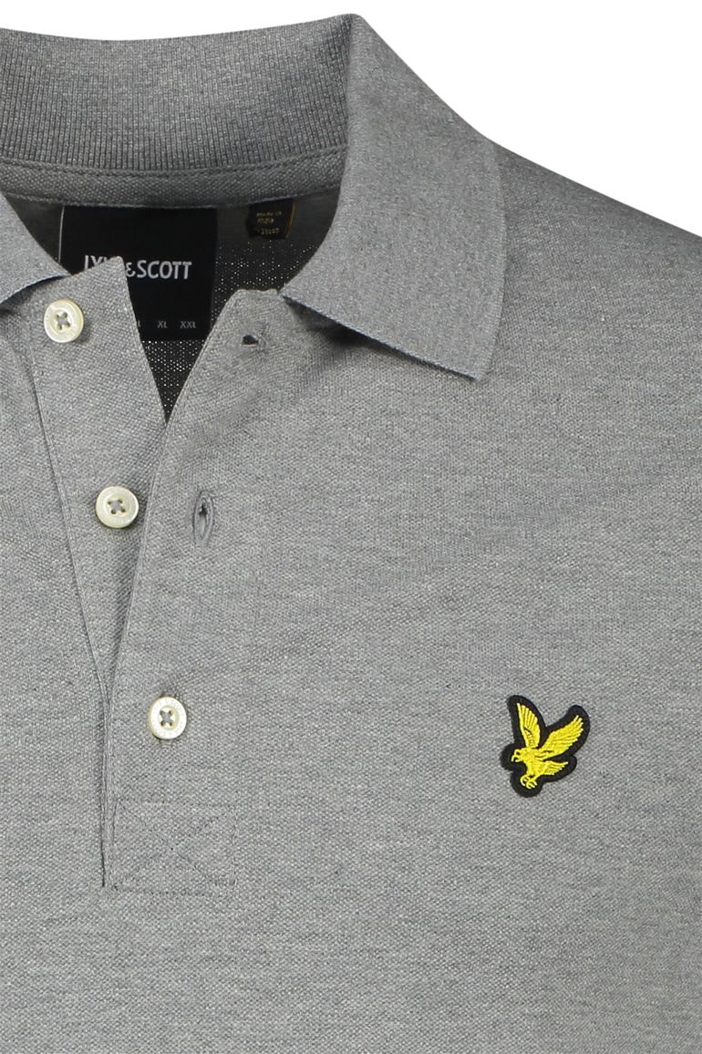Lyle & Scott polo slim fit grijs gemêleerd katoen