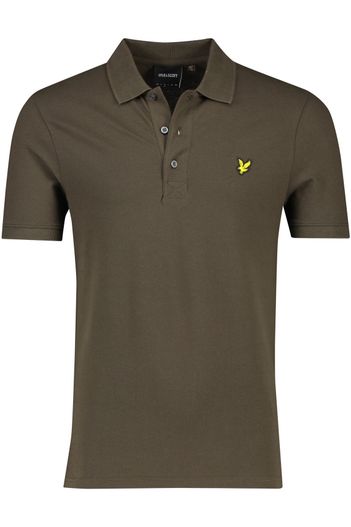 Lyle & Scott Lyle & Scott polo slim fit bruin effen 3 knoops katoen