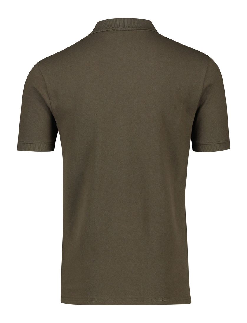 Lyle & Scott polo slim fit bruin effen 3 knoops katoen