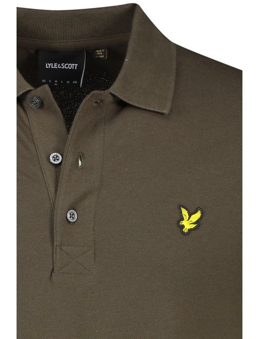 Lyle & Scott polo slim fit 3 knoops bruin effen katoen