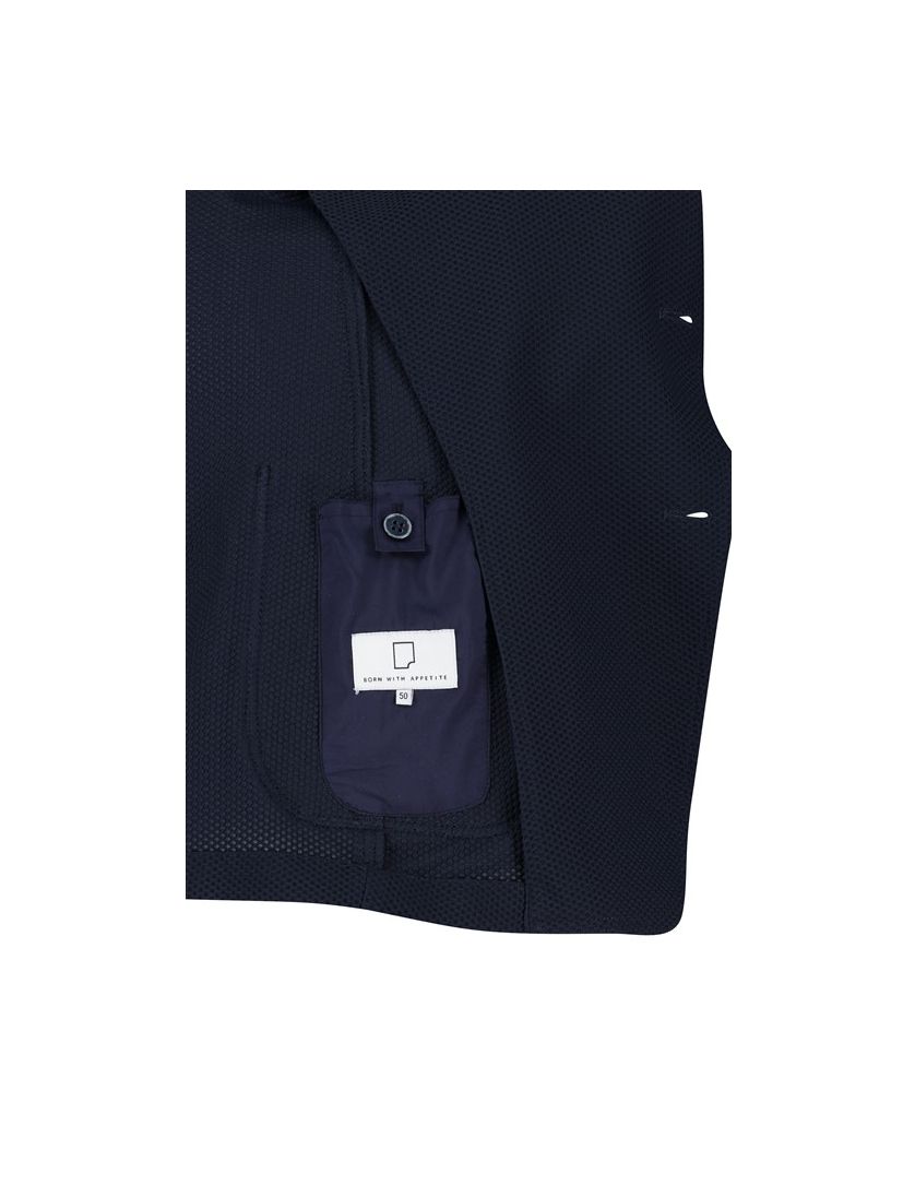 Born With Appetite colbert donkerblauw effen slim fit met borstzak