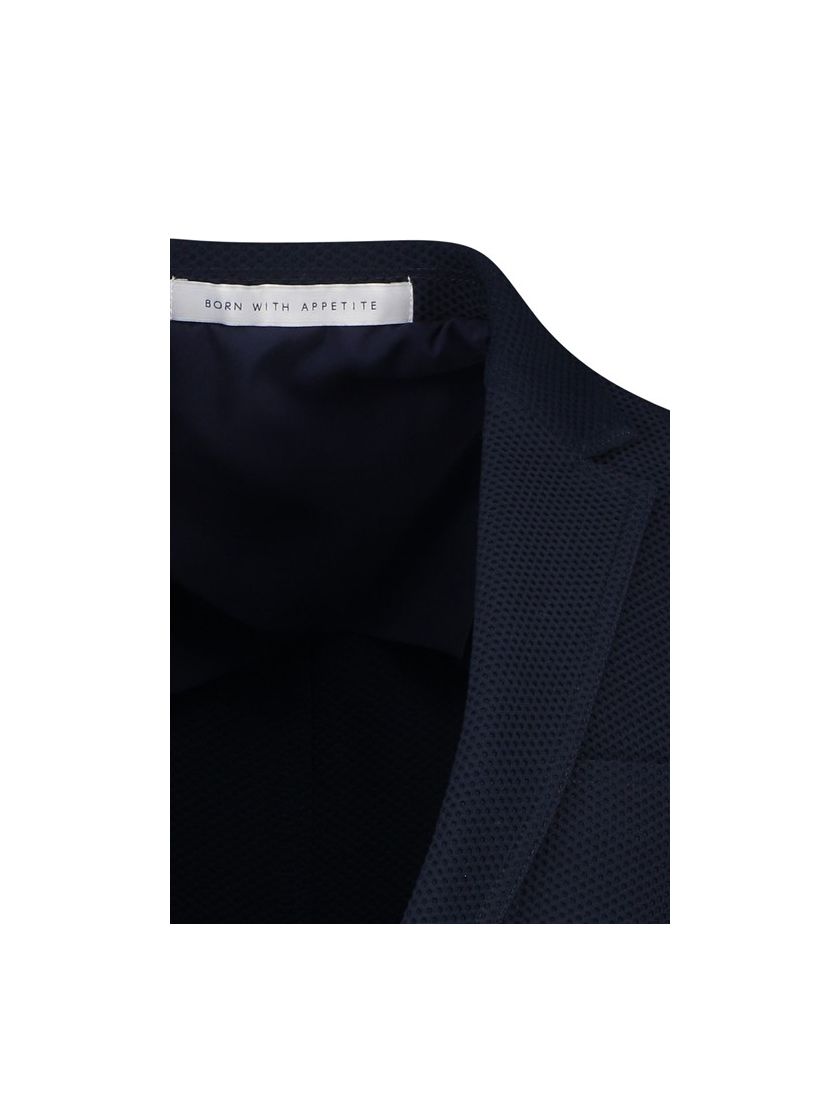 Born With Appetite colbert donkerblauw effen slim fit met borstzak