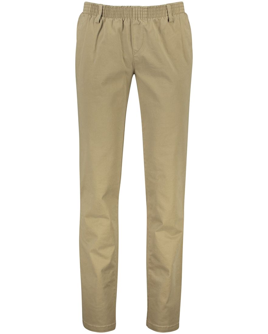 Beige COM4 katoenen chino elastische band effen