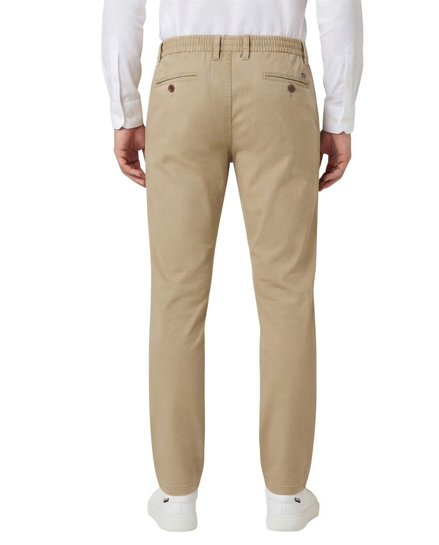 Beige COM4 katoenen chino elastische band effen