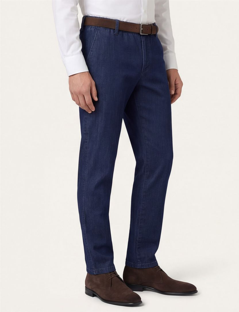 COM4 broek effen katoen denim