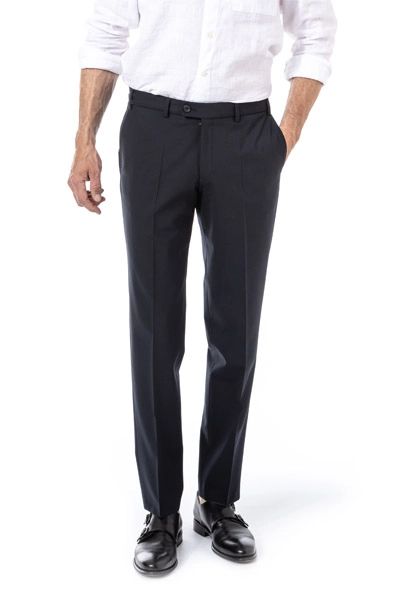 Hiltl wollen pantalon Piacenza normale fit donkerblauw stretch