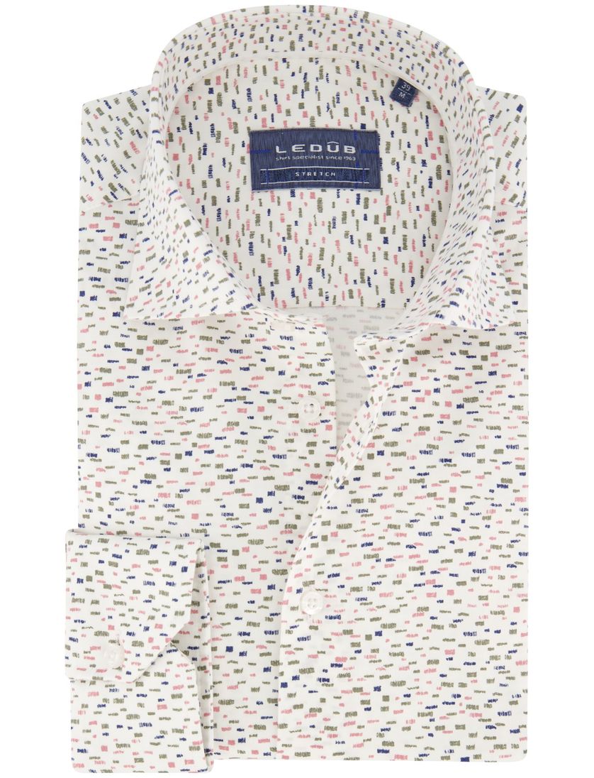 Ledub overhemd Modern Fit New navy print katoen
