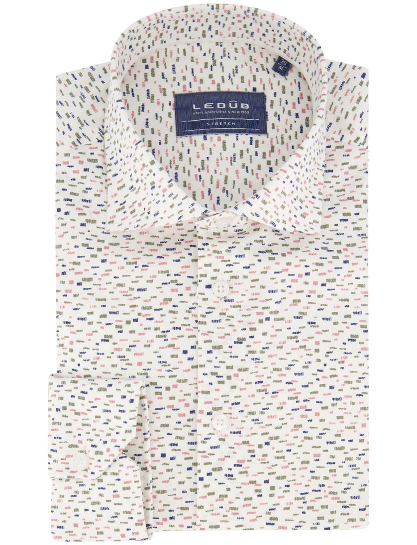 Ledub overhemd Modern Fit New navy print katoen