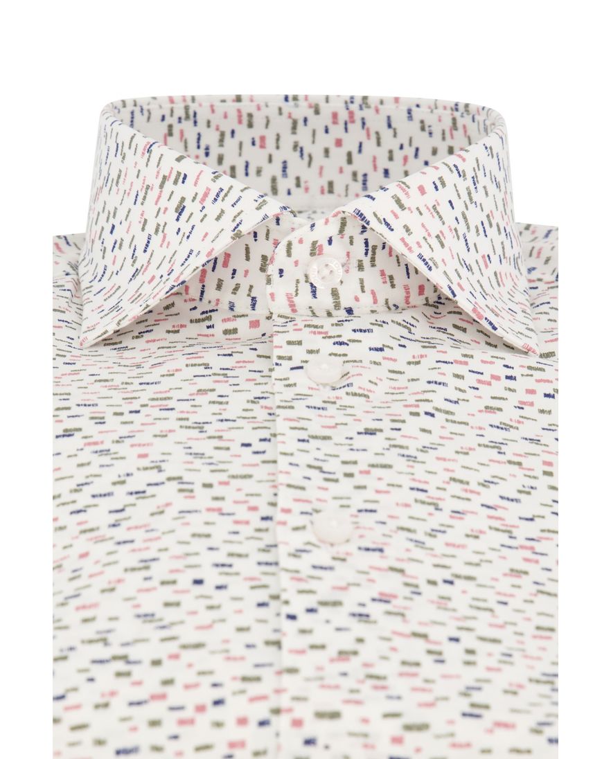 Ledub overhemd normale fit donkerblauw geprint wide spread boord