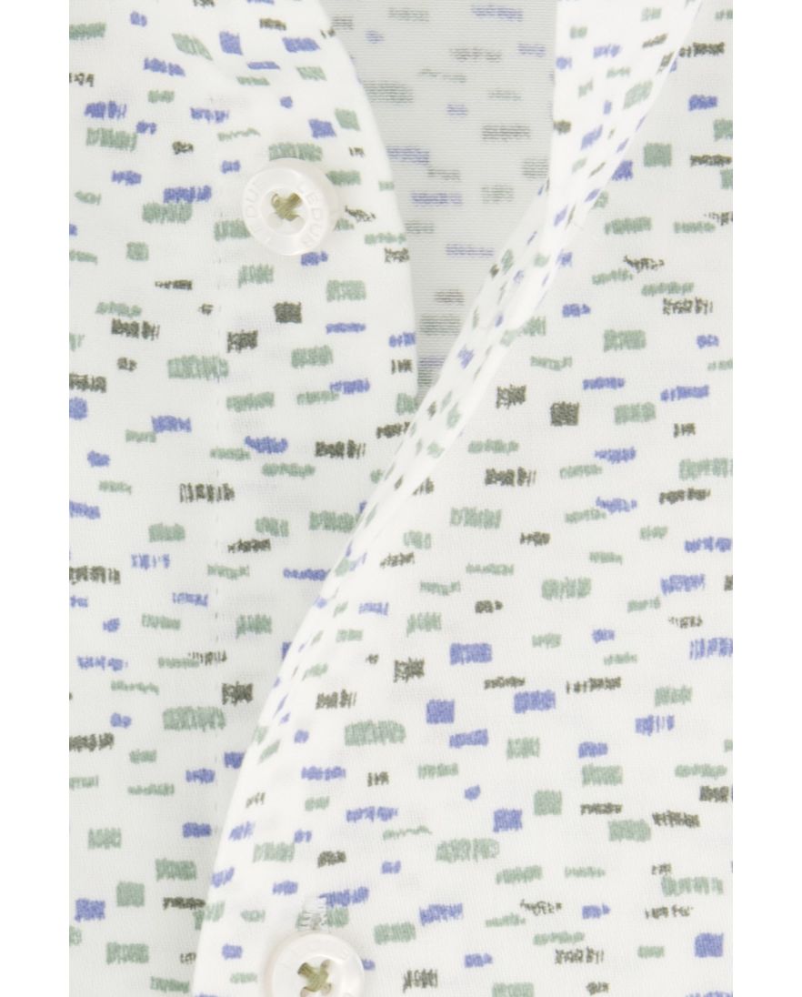 Ledub casual overhemd normale fit groen geprint wide spread boord