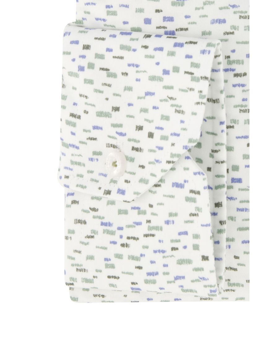 Ledub casual overhemd normale fit groen geprint wide spread boord