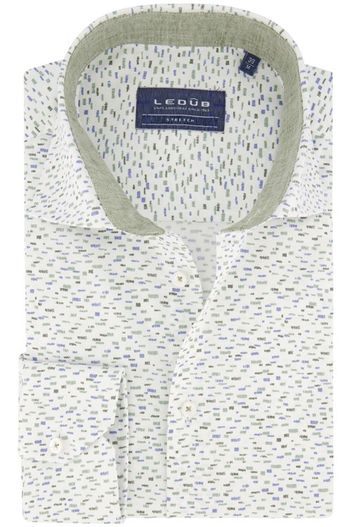 Ledub Ledub casual overhemd mouwlengte 7 Modern Fit New normale fit groen geprint katoen