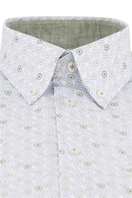 Ledub overhemd korte mouw normale fit groen geprint