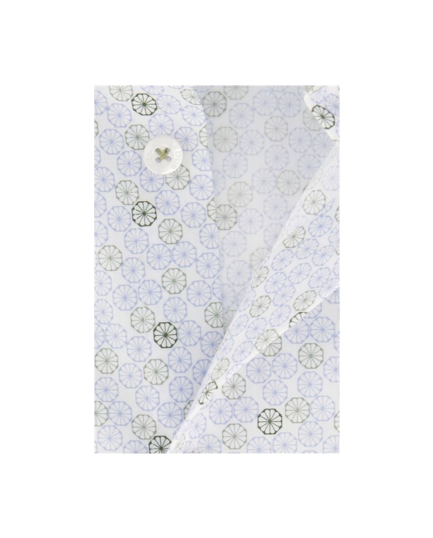 Ledub overhemd korte mouw normale fit groen geprint