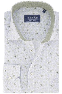 Ledub Ledub overhemd normale fit groen wit geprint katoen