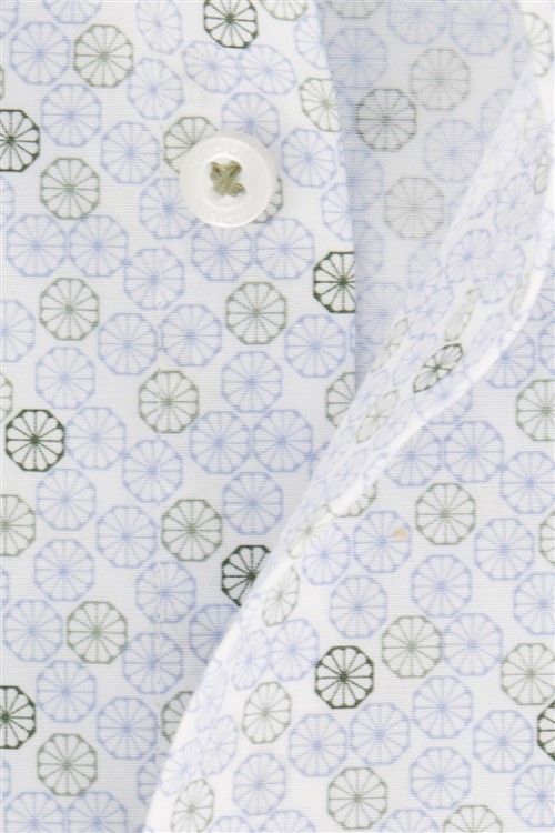 Ledûb business overhemd Modern Fit groen geprint katoen