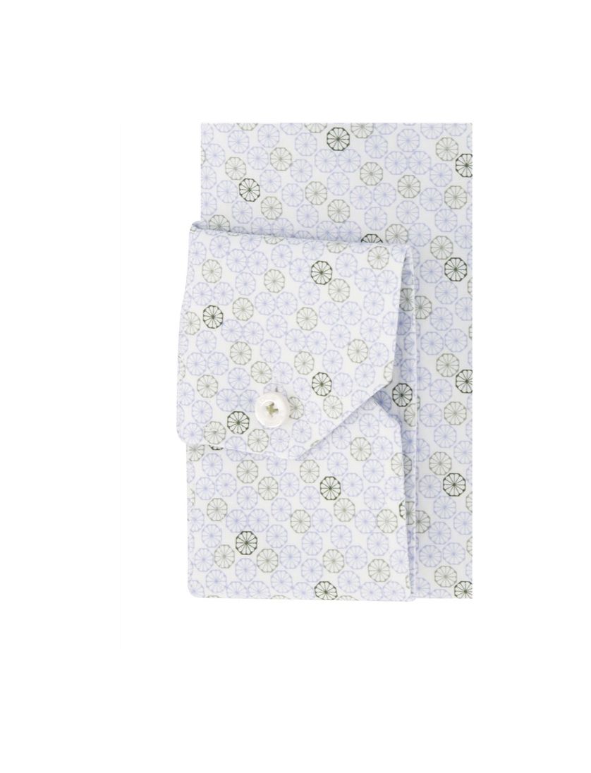 Ledûb business overhemd Modern Fit groen geprint katoen