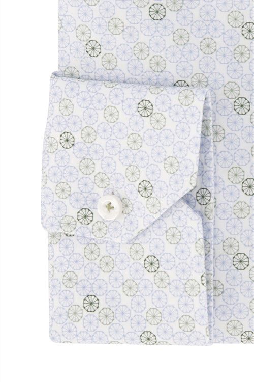 Ledûb business overhemd Modern Fit groen geprint katoen