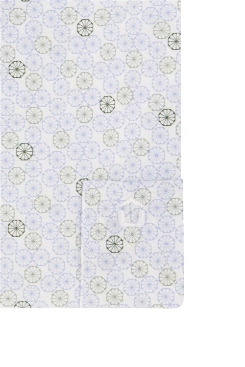 Ledûb business overhemd Modern Fit groen geprint katoen