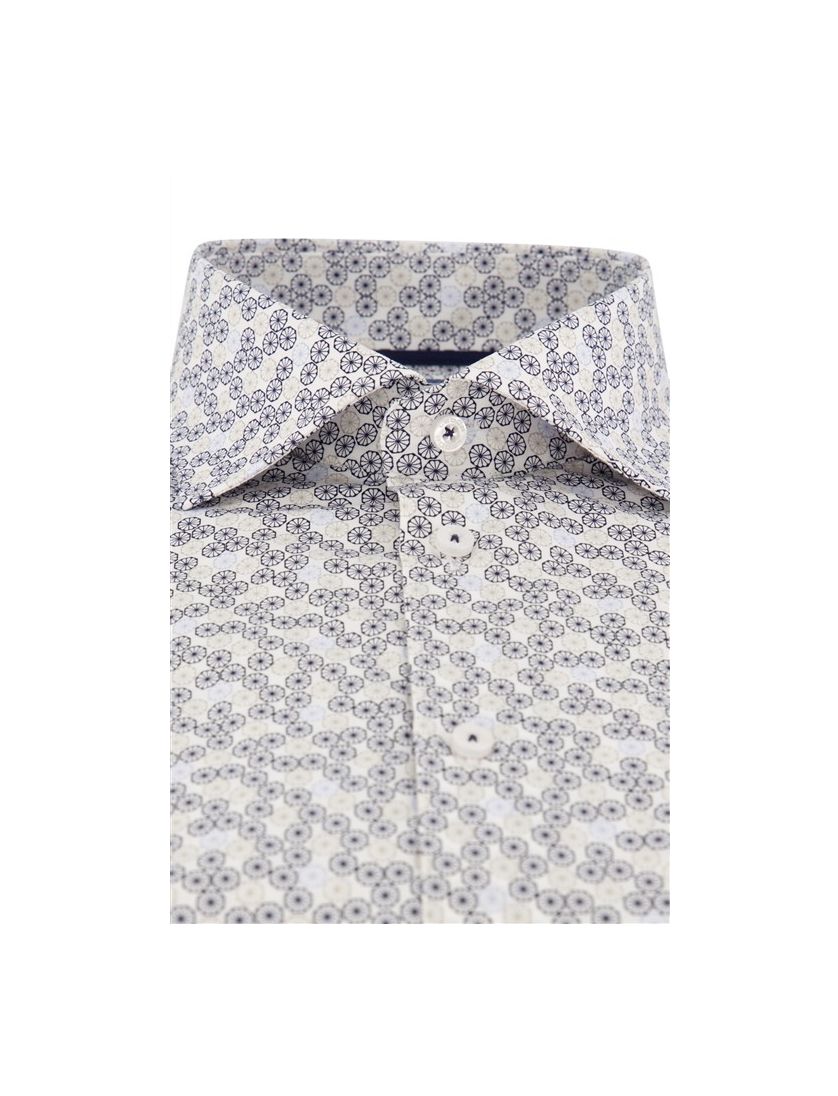 Ledub business overhemd Ledûb Modern Fit New normale fit blauw met wit geprint katoen