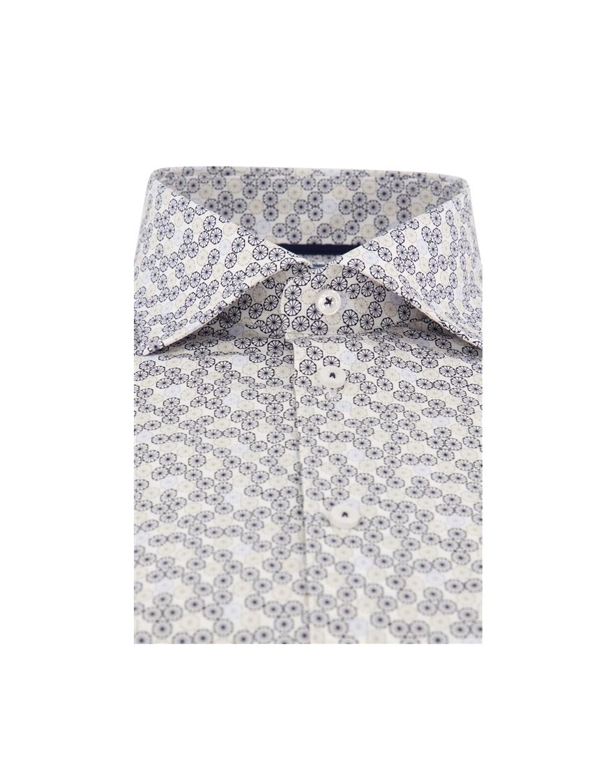 Ledub business overhemd normale fit blauw geprint katoen