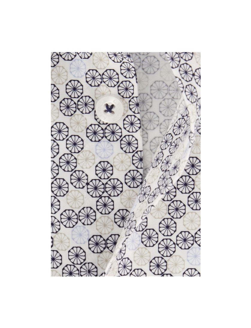 Ledub business overhemd Ledûb Modern Fit New normale fit blauw met wit geprint katoen